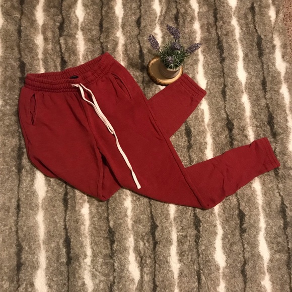 Red fleece lined joggers - Picture 2 of 7